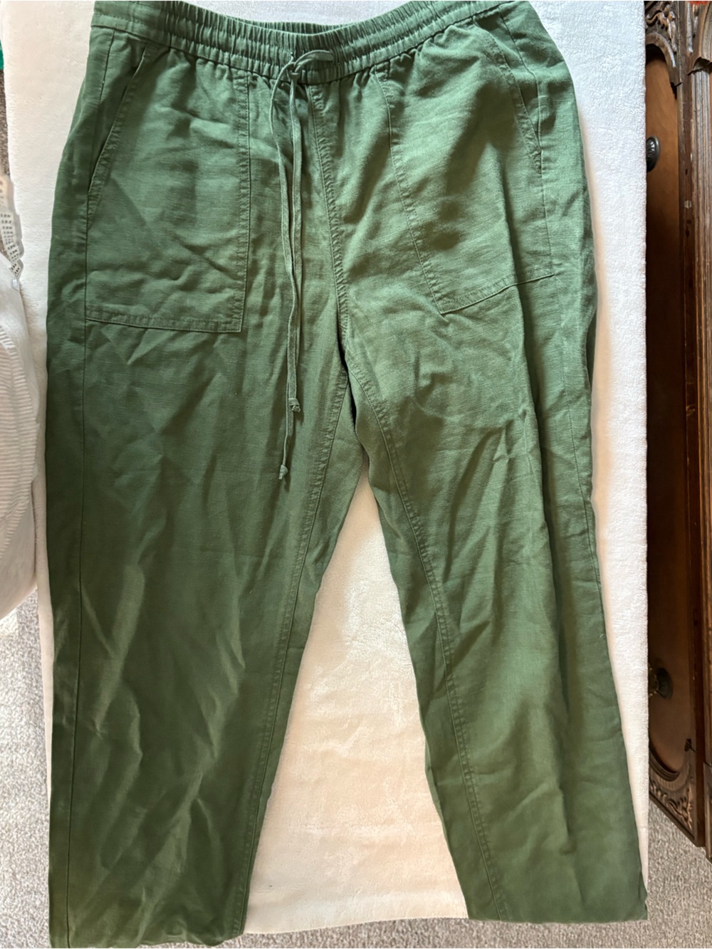 J. Crew Olive Drawstring linen Pants NWT